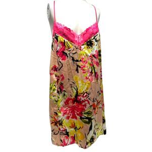 Cacique Fushcia lace Floral Spaghetti Strap nightie Plus Size 18/20